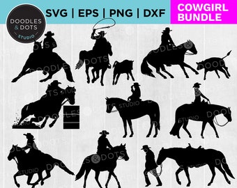 Cowgirl SVG Bundle, Rodeo Clipart, Western horse, Women's Rodeo clipart collection, Barrel Racing svg, Horse svg, digital download 300 dpi