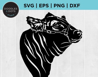 Krowa rasy Black Angus SVG: Plik do cięcia bydła mięsnego (pobieranie cyfrowe)