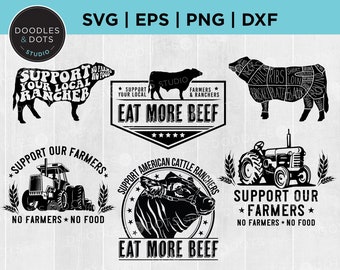 Eat More Beef SVG, Support Local Farmers and Ranchers, Cattle Ranching svg, Farm to Fork svg, American Beef svg, Ranch shirt svg, 300dpi png