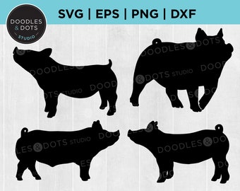 Show Pig SVG bundle, Pig SVG, Show Stock SVG, Livestock svg, Hog Farm show animals, Hog, Sow silhouettes, County Fair, State Fair exhibition