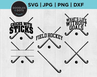 Field hockey svg Bundle, Crossed Field Hockey Sticks and Ball, Field Hockey clipart, Chicks with Sticks, Field Hockey png for sublimation