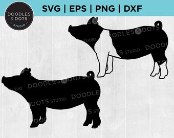 Show Pig SVG | Pig SVG | Show Stock SVG | Livestock svg | Hog Farm show animals | Hog, Sow silhouettes | County Fair | State Fair exhibition