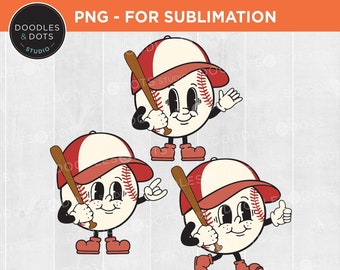 Baseball png, Retro Baseball sublimation, Cute Baseball Mascot, Vintage Mascot, Trendy Baseball Team Shirt, Take Me Out to the Ballgame png