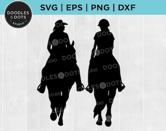 Trail Ride svg, Trail riders on horses, Trail riding clipart, Quarter Horse SVG, Cowgirl SVG, Western Horse SVG, Horse & rider svg Cricut