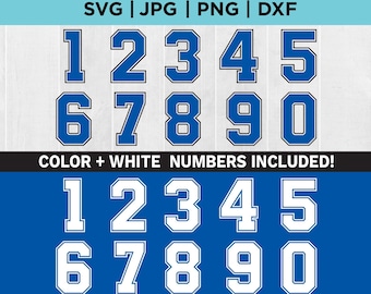 Numbers svg, Sport-Jersey-Nummern, Team-Nummern für Shirts, 12 in High Blue Letters für Team-Trikots, Sport-Shirt-Nummern-Schnittdatei für Cricut