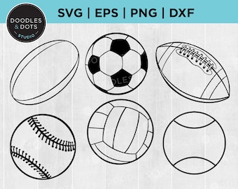 Sport balls SVG | Baseball svg | Football svg | Rugby svg | Volleyball svg | Tennis Ball SVG| Sports Balls bundle digital download | Sports
