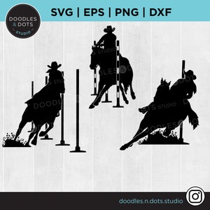 Pole Bending SVG, Gymkhana SVG, Pole Bender SVG, American Quarter Horse, Rodeo Horse Silhouette svg, Western Horse Barrel Racing svg png