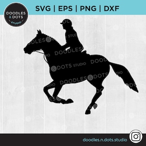 Reiter svg, Jäger svg, Galoppierendes Pferd svg, Springpferd, Pferdeshow Silhouette, Pferd und Reiter svg für Cricut