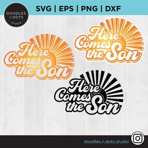 Here Comes the Son svg, Baby Shower svg, Baby Boy aankondiging, Gender Reveal, Retro Baby Announcement svg, Baby Reveal svg, Zoon svg, png