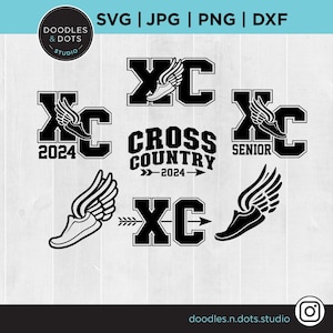 Cross Country SVG bundel, XC SVG, sport SVG, Cross Country Running clipart, gevleugelde schoen SVG, schoen met vleugels SVG, Cross Country Runner SVG