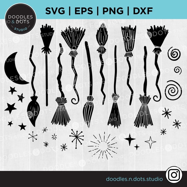 Broom SVG | Broomstick Bundle SVG | Halloween broomstick SVG | Witch clipart, Halloween designs | Witchcraft broom | Salem, flying broom svg