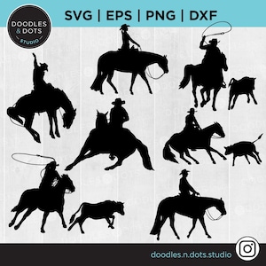 Rodeo Horse svg, Rodeo clipart bundle, Bucking Horse svg, Roping svg, Cutting Horse svg, Texas Rodeo svg, Rodeo Silhouettes, Western horse