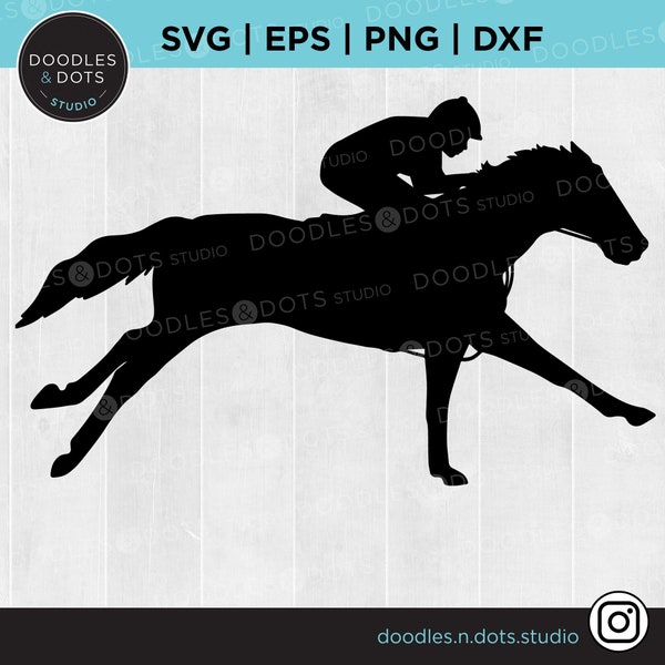 Racehorse SVG | Horse racing SVG | Thoroughbred SVG | Horse and Jockey clipart | Galloping horse | Running horse in horse race | Derby horse