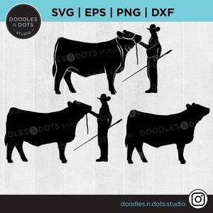 ショー用牛 SVG、牛 svg、Cricut 用牛 svg、家畜ショー用動物、牛牧場用牛シルエット、家畜 svg、ストック ショー png