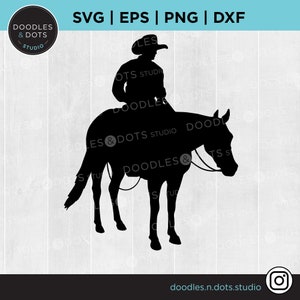 Cowboy on Horse SVG, Cowboy clipart, Rodeo horse cutting file for Cricut, Western svg, Trail Riding svg file, Instant Digital Download