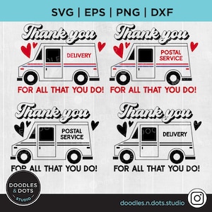 Postarbeiter SVG, Dankeschön Mailman SVG, Lieferwagen SVG, Mail Box Aufkleber für Cricut Instant Download