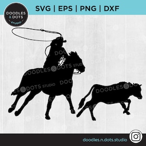 Cowboy SVG | Kalbseil SVG | Western Pferd svg | Rodeo Event | Westernsattel | Quarterhorse SVG | Rodeo svg cut Datei Cricut
