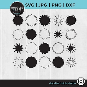 Starburst SVG bundel, Burst SVG, 20 Star Burst Shapes, Star SVG, Sparkle gesneden bestanden voor Cricut, eenvoudige vormen voor Crafting digitale download