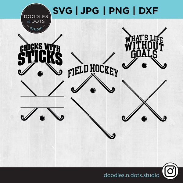 Field hockey svg Bundle, Crossed Field Hockey Sticks and Ball, Field Hockey clipart, Chicks with Sticks, Field Hockey png for sublimation