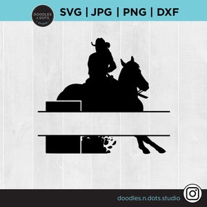 Barrel Racer SVG, Barrel Racing gesplitst monogram, Barrel Racing png met ruimte voor uw naam, aanpasbare SVG - download en voeg uw eigen tekst toe