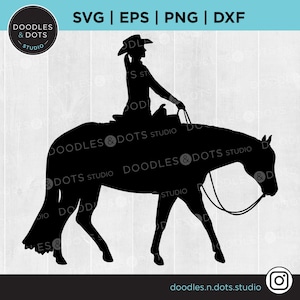 Viertelpferd SVG | Westernpferd SVG | Pferd und Reiter WesternSattel svg | Western svg | Pferde Clipart | American Cowgirl Reitpferd svg