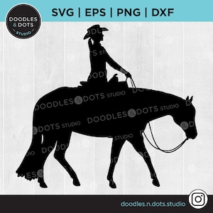 Quarter Horse SVG | Western Horse SVG | Horse and rider Western saddle svg | Western svg | Horse clipart | American Cowgirl riding horse svg