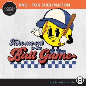 Softball sublimation, Take Me Out To The Ballgame PNG, Game Day png, Retro Groovy Softball, Softball Lover sublimation, Trendy Softball png