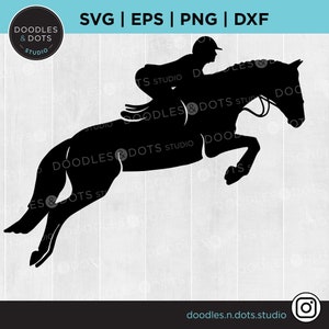 Pferdesport SVG | Springpferd SVG | Pferdeshow Clipart | Pferd Silhouette | Springreiter SVG | Jäger, Springer, Springreiter | Pferd Reiter