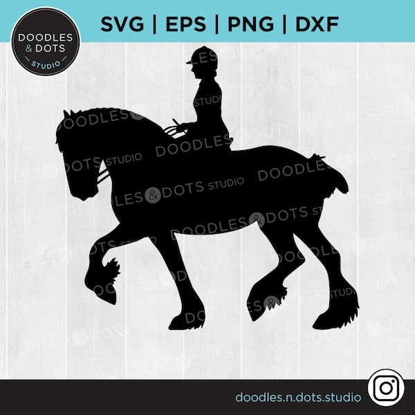 Clydesdale SVG | Shire SVG | Draft Horse with Rider, Draught Horse svg | Heavy horse clipart | Work Horse SVG | Heavy Horse Show silhouette