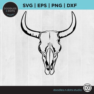 Cow Skull svg, Cow Head svg, Hand Drawn Bull Skull svg, Texas Cow Skull Clipart, Animal Skull png, svg cut file for Cricut, Western Boho svg