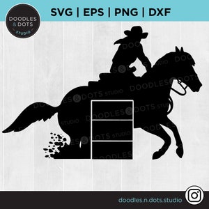 Barrel Racing Horse SVG snijden bestand voor Cricut, Rodeo Barrel Racer silhouet SVG, Rodeo shirt voor Barrel Racing fan, Barrel paard voor logo