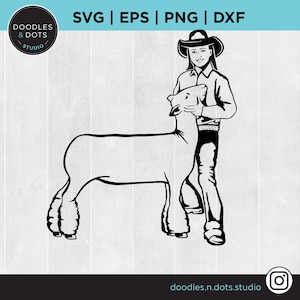 Market Lamb SVG, Lamb SVG, Showmanship svg, Show Lamb Silhouette, Junior Handler svg, Girl and Lamb svg, Livestock Show svg, Sheep clipart