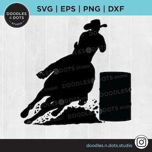 Barrel Racing SVG | Barrel Racer svg | Western Rodeo SVG | American Quarter Horse | Damen Fassrennen | Texas Rodeo Pferd Silhouette svg