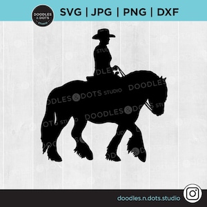 Gypsy Vanner Horse svg, Western Vanner svg, Irish Cob svg para Cricut, Vanner Horse clipart, Romany Cob Horse silueta, Montar caballo de tiro