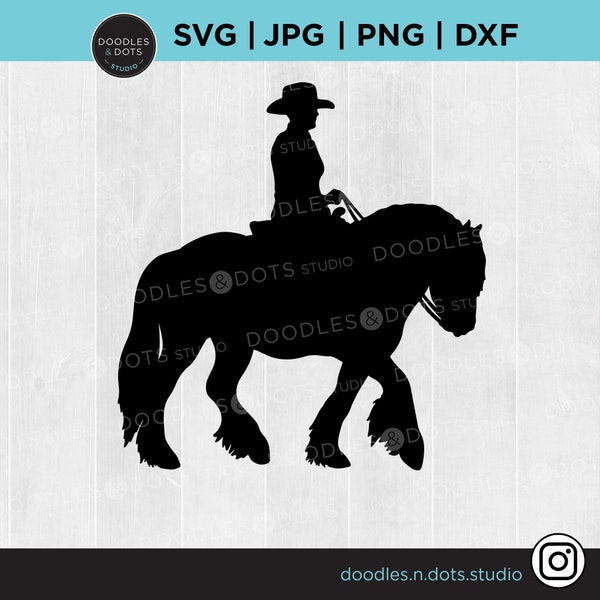 Gypsy Vanner Horse svg, Western Vanner svg, Irish Cob svg for Cricut, Vanner Horse clipart, Romany Cob Horse silhouette, Riding Draft Horse