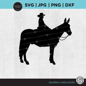 Mule SVG voor Cricut, Mule png, Mule silhouet, Mule dragen Western Saddle svg, Trail Ride Mule, Mule Laser Cut, Mule Clipart, Trail Riding