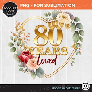 80 Jahre geliebt png, 80. Geburtstag png, 80. Jahrestag Sublimation, Meilenstein Geburtstag png, besonderer Geburtstag png, 80 Jahre alt Geburtstag png