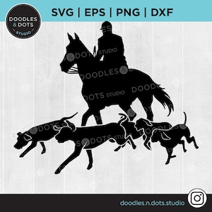 Foxhunting svg, Foxhunt svg, Fox hunter Clipart, Foxhound svg für Cricut, Silhouette, Jäger auf Pferd, Jagdhunde jagen Fuchs in einer Fuchsjagd