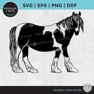 Paint Horse svg, Pinto svg, Draft horse svg for Cricut, Gypsy Vanner, Horse silhouette, Irish horse clipart, Vanner Horse silhouette svg