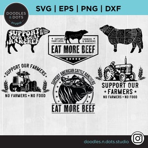 Mangez plus de bœuf SVG, Soutenez les agriculteurs et les éleveurs locaux, Cattle Ranching svg, Farm to Fork svg, American Beef svg, Chemise ranch svg, 300dpi png