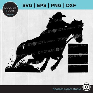 Barrel Racing SVG | Western Rodeo SVG | Barrel Racing Mama Svg | Amerikanisches Quarter Horse | Frau Fassrennen | Westernpferd-Silhouette-Svg