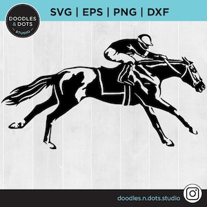 Cheval de course SVG, Courses de chevaux SVG, Derby svg, Pur-sang SVG pour cricut, Cheval et Jockey clipart, Cheval au galop, Course de chevaux png, Jockey