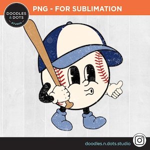 Png di baseball, sublimazione di baseball retrò, mascotte di baseball, sublimazione di mascotte vintage, maglietta da baseball alla moda, portami fuori alla partita di baseball