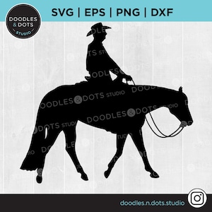 Westernpferd SVG | Cowboy svg | Pferd und Reiter | American Quarter Horse PNG | Westernreiten svg | Reitpferd Clipart | Pferdeshow
