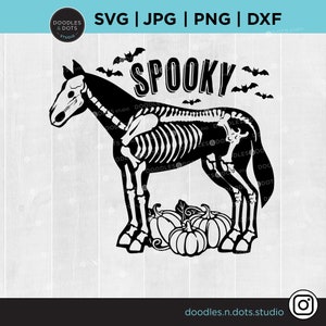 Halloween Pferd svg, Geister Pferd svg, Spooky Pferde svg, Reiter-Halloween-Svg für Cricut oder Silhouette, Skeleton Horse png, Spooky Horse shirt