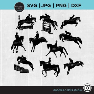 Evento de 3 dias svg, Evento combinado svg para Cricut, Silhueta de cavalo e cavaleiro, Adestramento svg, Cross Country svg, Show Jumping, Eventer svg