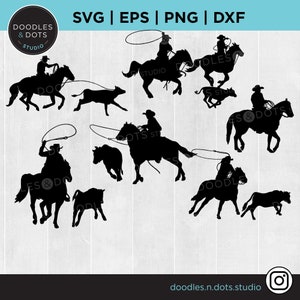 Roping SVG, Rodeo clipart, Calf Roping SVG, Cowboy svg, Cattle Ranch cut file for Cricut, Calf Roping Bundle, Rodeo svg bundle, Horse svg