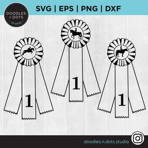 Paardenshow lint SVG | Paardenshow rozet SVG | Dressuur, Springpaard, Pony | Hippische clipart | Eerste plaats Paard motief | Winnaar svg