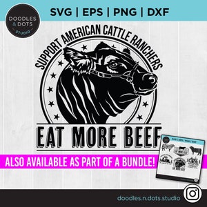 Eat More Beef SVG, Cattle Rancher svg, Support Local Farmers svg for cricut, Cattle Ranching svg, American Beef svg, Ranch shirt svg png dxf