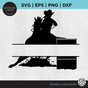 Barrel Racing gesplitst monogram, Barrel Racer SVG, Barrel Racing png met ruimte voor uw naam, aanpasbare SVG - download en voeg uw eigen tekst toe